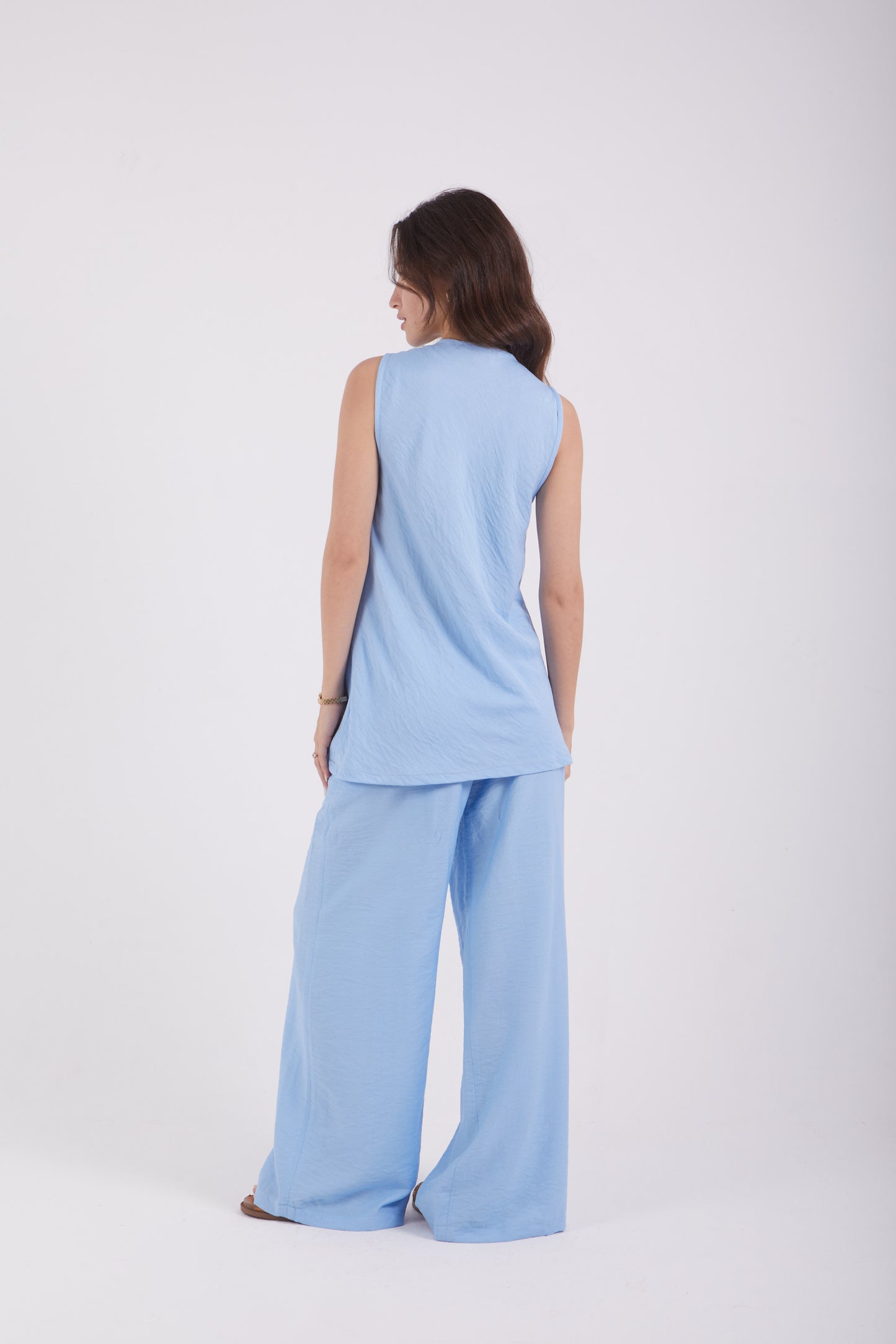 Linen-blend Set - Blue