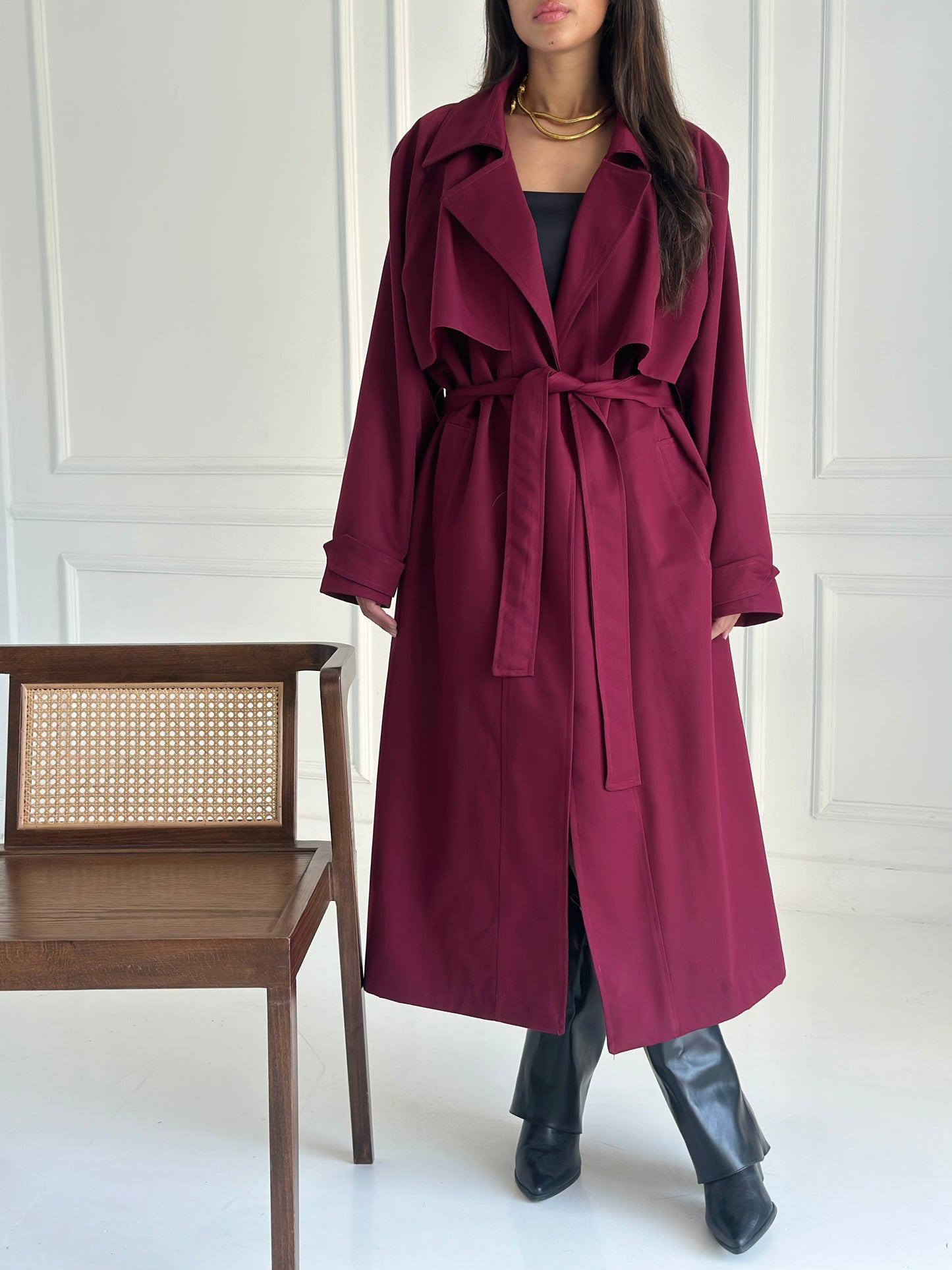 Trench Coat - Burgundy