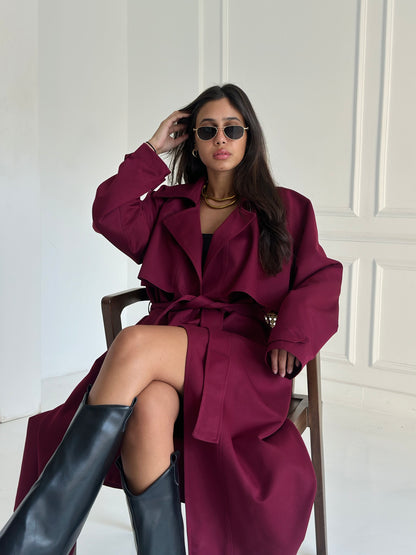 Trench Coat - Burgundy