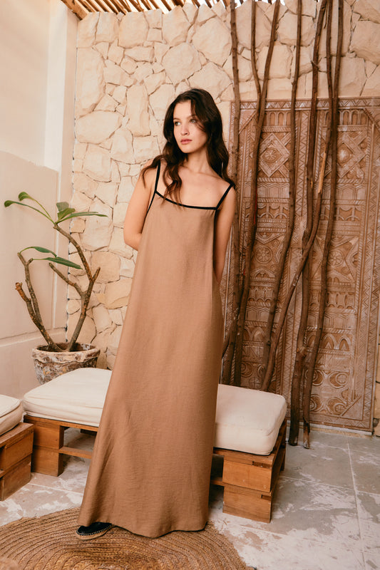 Dreamy Linen Dress - Brown